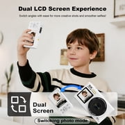 XLURC 5K 80MP Digital Camera for Photography Wifi Dual Screen Vlogging Camera for Youtube Autofocus Travel Camera 18X Digital Zoom with 32GB Card & 2x Battery (White)