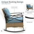 thumbnail image 5 of SEGMART 3 Piece Bistro Table and Rocking Chairs with Cushions, Patio Furniture Set for Home Pub Cafe Bistro, PE Rattan Outdoor Conversation Set, 2 Rocking Chairs and 1 Table, 5 of 10
