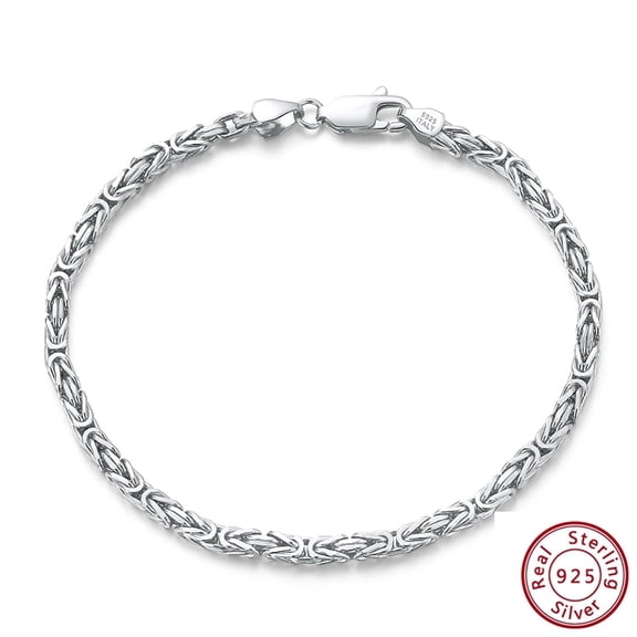 AQYYI Italian 925 Sterling Silver Byzantine Bracelet for Women, Handmade in Italy (Length 8 Inches)