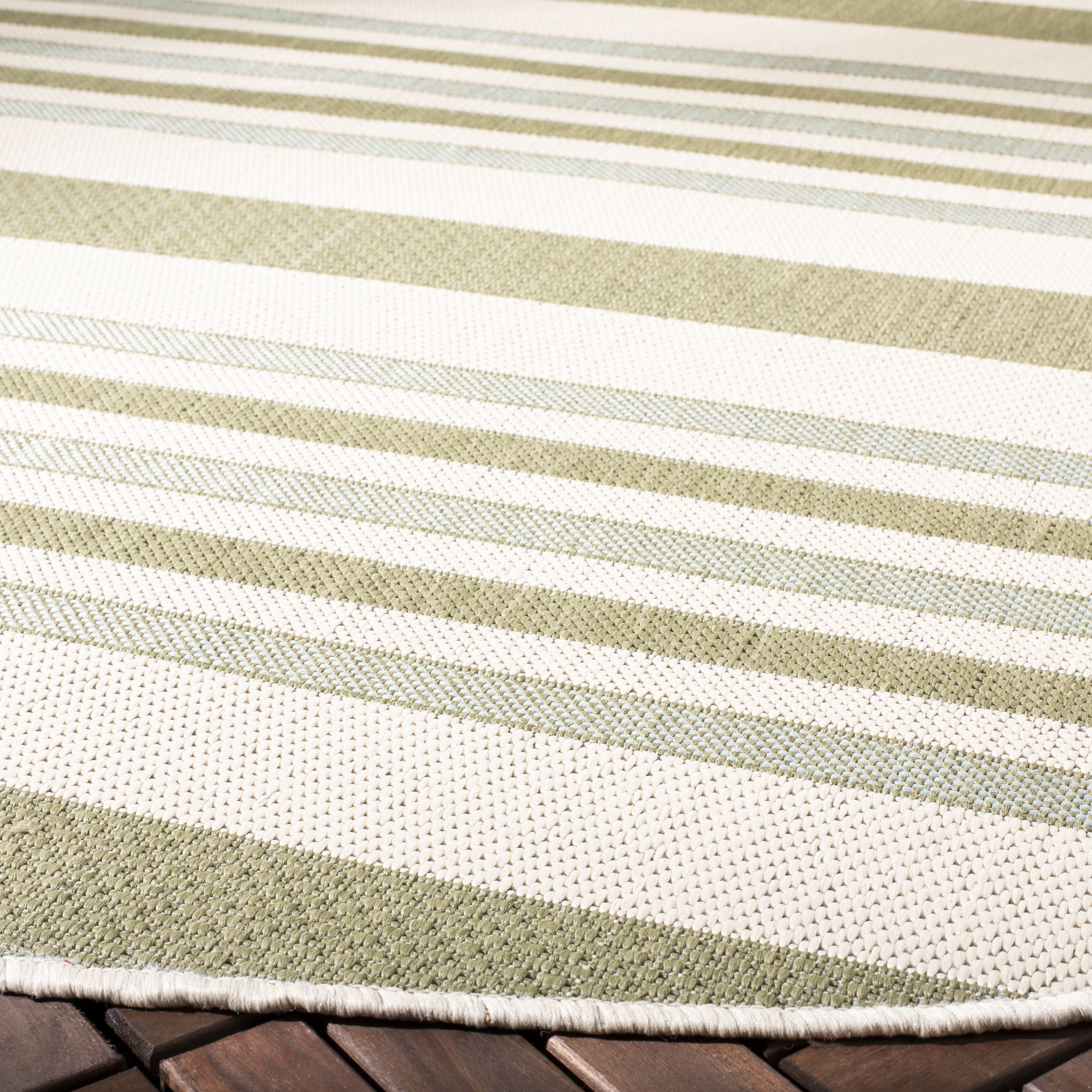 Safavieh Courtyard Aaron Striped Indoor/Outdoor Area Rug, Beige/Green, 6'7" x 6'7" Round