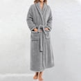 thumbnail image 2 of Long Sleeve Cotton Robes for Women Fuzzy Women's Nightgowns & Sleepshirts Oversize Length Women's Sleepwear House Womens Robe Grey, 2 of 9