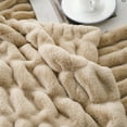 thumbnail image 4 of Battilo Beige Faux Fur Throw Blanket,Double Side Reversible Rabbit Fur Blanket,Tan Blanket,50"x60", 4 of 8