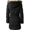 thumbnail image 2 of Ma Croix Womens Quilted Puffer Coat with Belt Lightweight Detachable Faux Fur Hoodie Jacket Winter Outerwear, 2 of 8