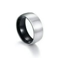 thumbnail image 3 of 8mm Silver Brushed Black Polished Band Mens Stainless Steel Wedding Ring Sz 7-12, 3 of 5