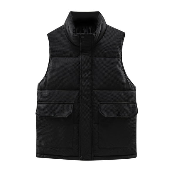 SELONE Mens Puffer Vests for Outdoors Cotton Zipper Hoodless Jacket with Pockets Mock Neck Tops Solid Casual Outerwear