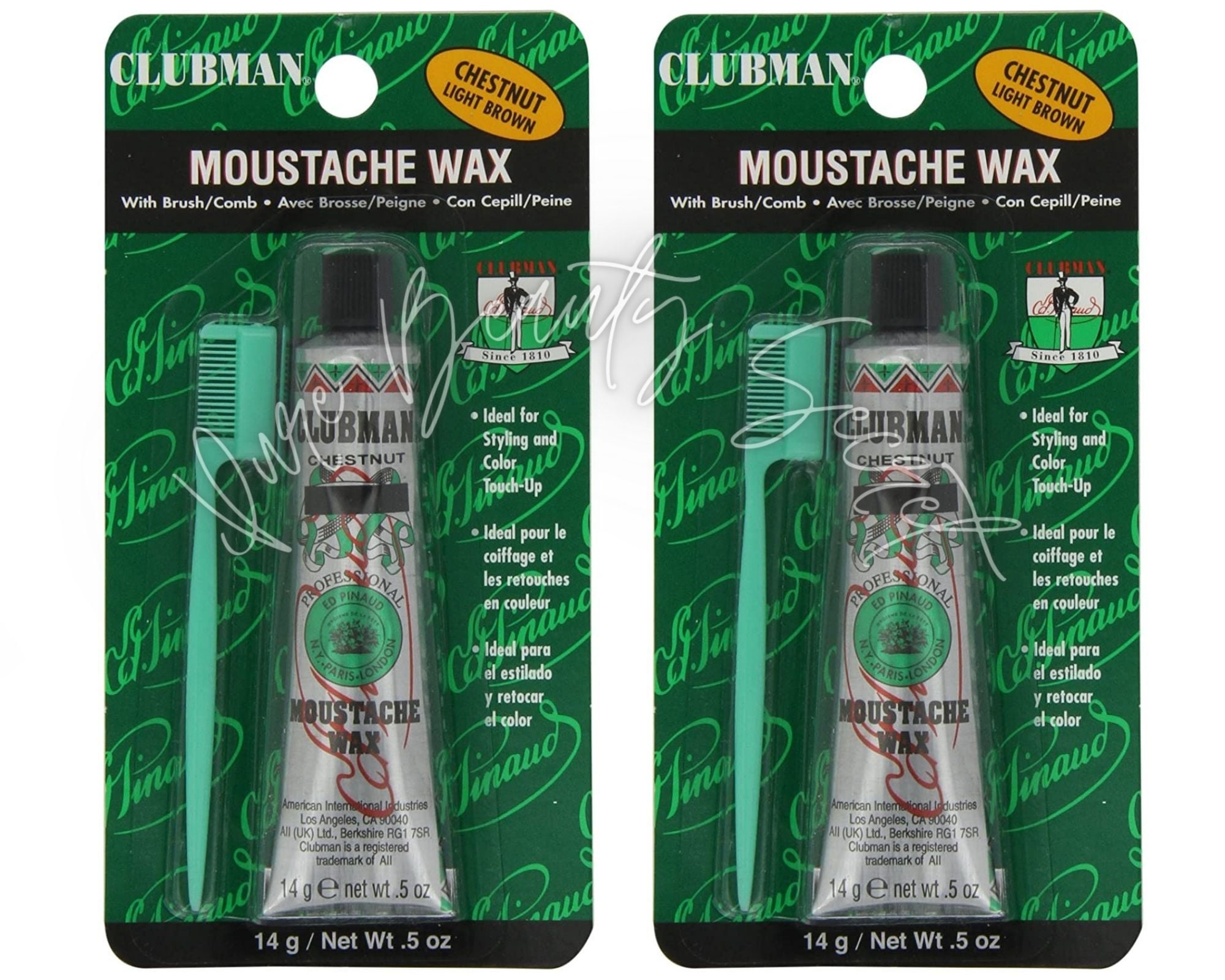 Clubman Moustache Wax Hang Pack 0.5 oz Chestnut x 2