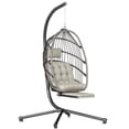 thumbnail image 1 of Outsunny Chaise Oeuf Suspendue avec Repose-Pieds Rétractable, Gris Pâle, 1 of 10