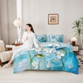 thumbnail image 4 of Erosebridal Boys Girls Blue White Butterflies Twin Bedding Sets 7-Piece,Gradient Watercolor Flowers Bedding Comforter Set For Teens Adults,Grey Reversible, 4 of 6