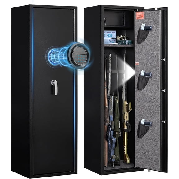 Marcree 8-10 Gun Safe, Gun Cabinets for Rifles and Shotguns, Gun Safes for Rifles and Pistols with Adjustable Racks & Pistol Storage, Quick Access  Safes, No Assembly
