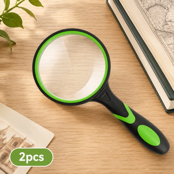 7.28” Handheld Reading Magnifier with Non-Slip Soft Handle for Seniors Book Newspaper Reading and Nature Exploration 2PCS