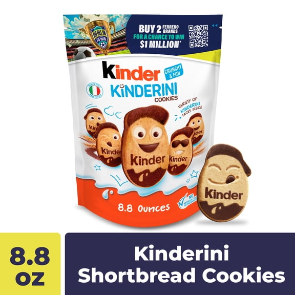 Kinder Kinderini Shortbread Cookies, Crunchy Biscuits Snack with Fun Expressions, Resealable Bag, 8.8 oz