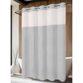 thumbnail image 4 of Grey No Hook Shower Curtain Waterproof, Bathroom Curtains with Snap in Liners and See Through Top Window, Vintage Leather Patterned Texture Solid Modern Hotel Style Bathtub Curtains Shower 72"Wx84"L, 4 of 8