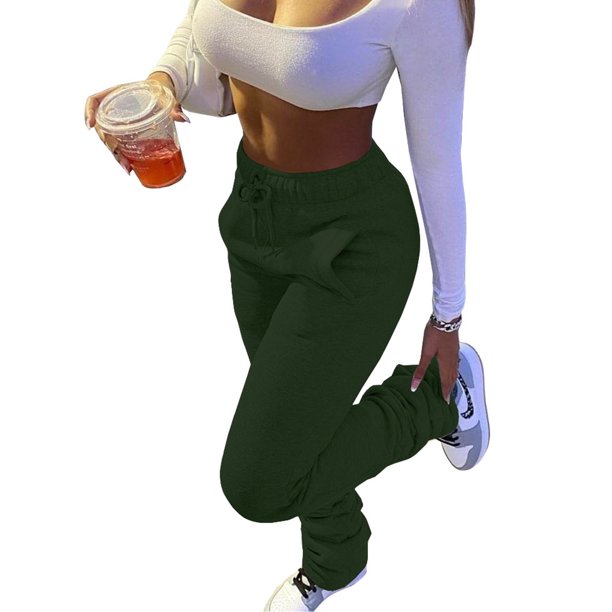 Drawstring High Waist Sweatpants Trousers For Women Casual Winter