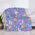 thumbnail image 4 of Throw Blanket for Couch Sofa and Bed, Butterflies And Flowers Soft Plush Throw Blanket, Fuzzy Cuteness Comfy Warm Washable Flannel Blanket Throws for All Season, 4 of 8