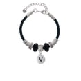 thumbnail image 2 of Delight Jewelry Silvertone Capital Letter - V - Pebble Disc - Aunt Celtic Knot Leather Bead Bracelet, 7"+2" Extender, 2 of 4