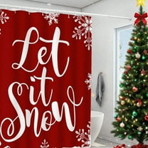 kladzum Christmas Shower Curtain 71x71 Inches, Waterproof Thickened Shower Curtain Liner with Metal Holes & 12 Hanging Rings Standard Large Size Christmas Shower Curtain Set Bathroom