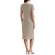 thumbnail image 3 of INSPIRE CHIC Vestido Midi de Punto Rayado de Manga Corta con Escote en V para Mujeres, L Café, 3 of 6