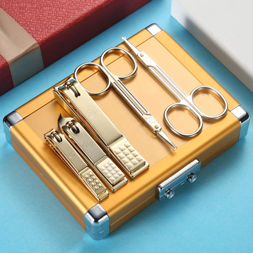 Korean Nail Clipper! World No. 1 Three Seven (777) Travel Manicure Grooming Kit Nail Clipper Set (11 PCs), MADE IN KOREA, SINCE 1975 (Gold)