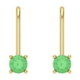 thumbnail image 3 of Clara Pucci 0.5 ct Brilliant Round Cut Drop Dangle VVS1 Genuine Conflict free Green Zircon Solid 18K Yellow Gold Designer Everyday Earrings Lever Back, 3 of 5