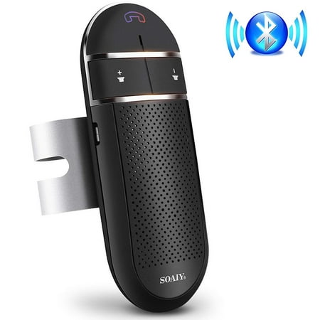 SOIAY Wireless Bluetooth Car Speakerphone Kit: Hands Free Voice Command, GPS Enabled, Supports 2 Phones, and Auto Power Off, Compatible with iPhone, Ipad, Samsung (Best Iphone Car Speakerphone)