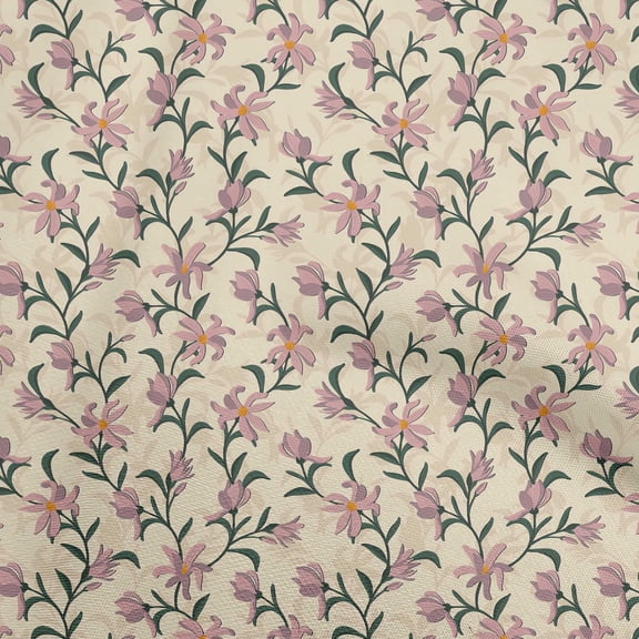 oneOone Viscose Chiffon Light Yellow Fabric Floral Retro Quilting Supplies Print Sewing Fabric By The Yard 42 Inch Wide