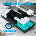 thumbnail image 3 of UHM 60% Wired Mechanical Gaming Keyboard,Icy Blue Backlit Mini Keyboard with Blue Switch/Multimedia Keys,Waterproof Small Ultra-Compact 61 Keys Keyboard for PC/Mac Gamer,Typist,Travel,Black&White, 3 of 10