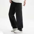 thumbnail image 5 of CPNG Teen Boys Solid Color Baggy Jeans Straight Leg Button Front Zipper Casual Loose Denim Trousers Streetwear(Black,15-16 Years), 5 of 8