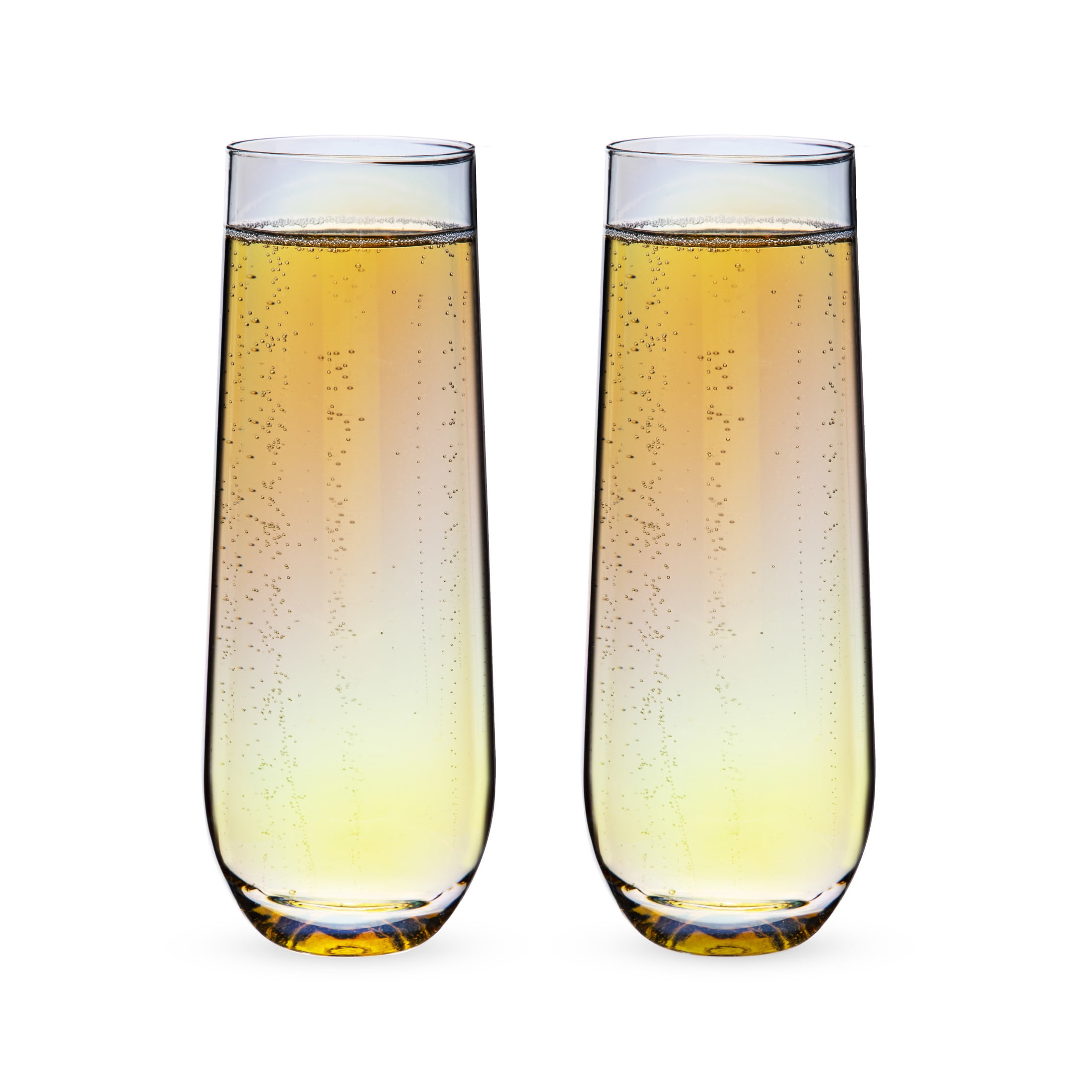 Twine Luster Champagne Flutes for Outdoor, Home Bar Gifts, 10 oz Set of 2