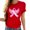 Red, variant on Women's Tops, Tees & Blouses Ladies' Round-neck Breast Printed Short-sleeved T-shirt Top Pink L