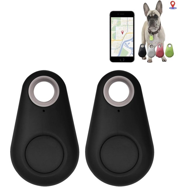 2 Pieces Two-Way Location Tracking Alarm Pet Tracker, Pet GPS Tracker for Dogs, GPS Tracker for Keys. (Black)