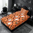 thumbnail image 2 of Erosebridal Lace Spooky Twin Fitted Sheet 2 Pieces,Cute Halloween Bedding,Peach Orange,1 Fitted Sheet and 1 Pillowcase, 2 of 4