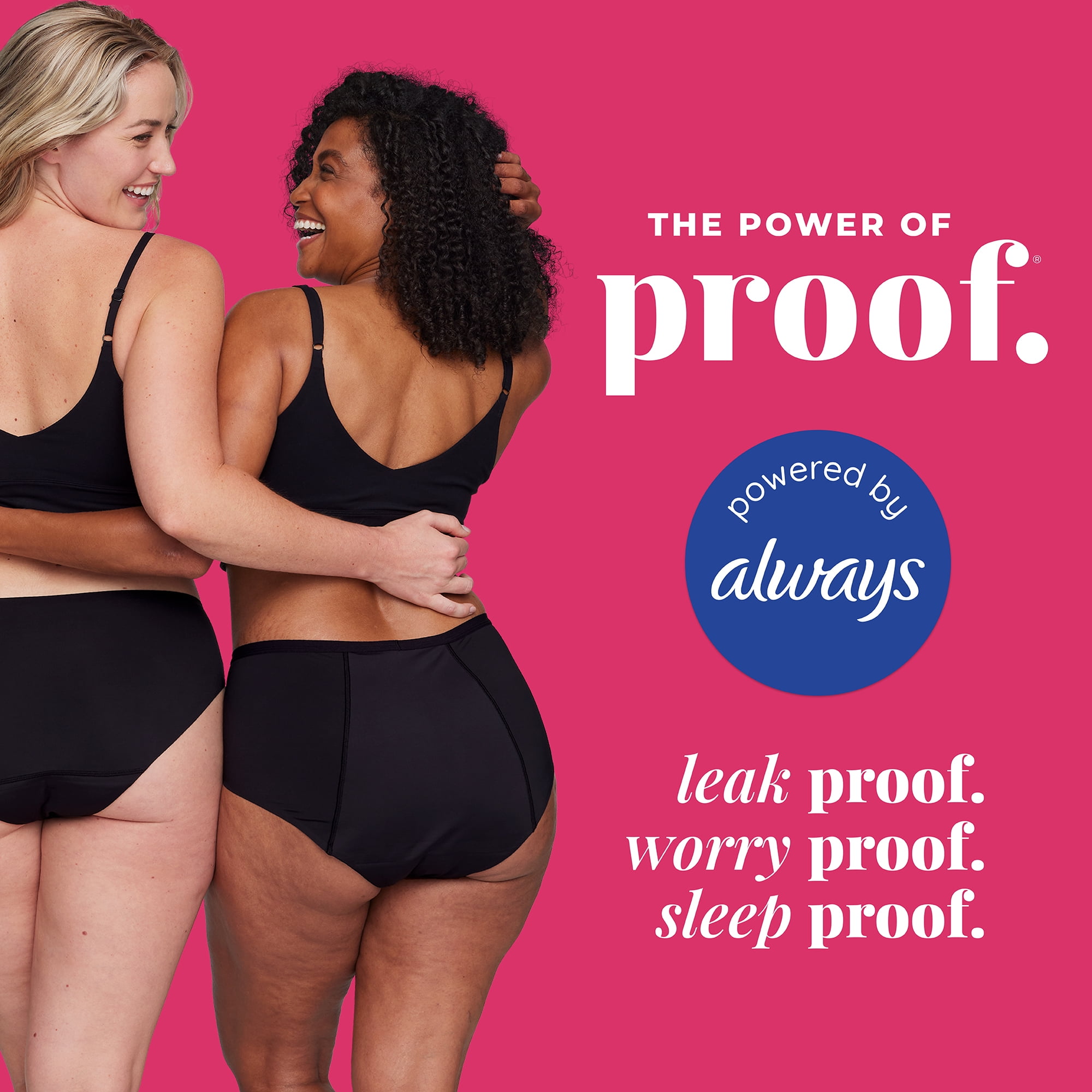 Proof Women's Overnight Absorbency, High Rise Period Underwear, Black, Choose Your Size