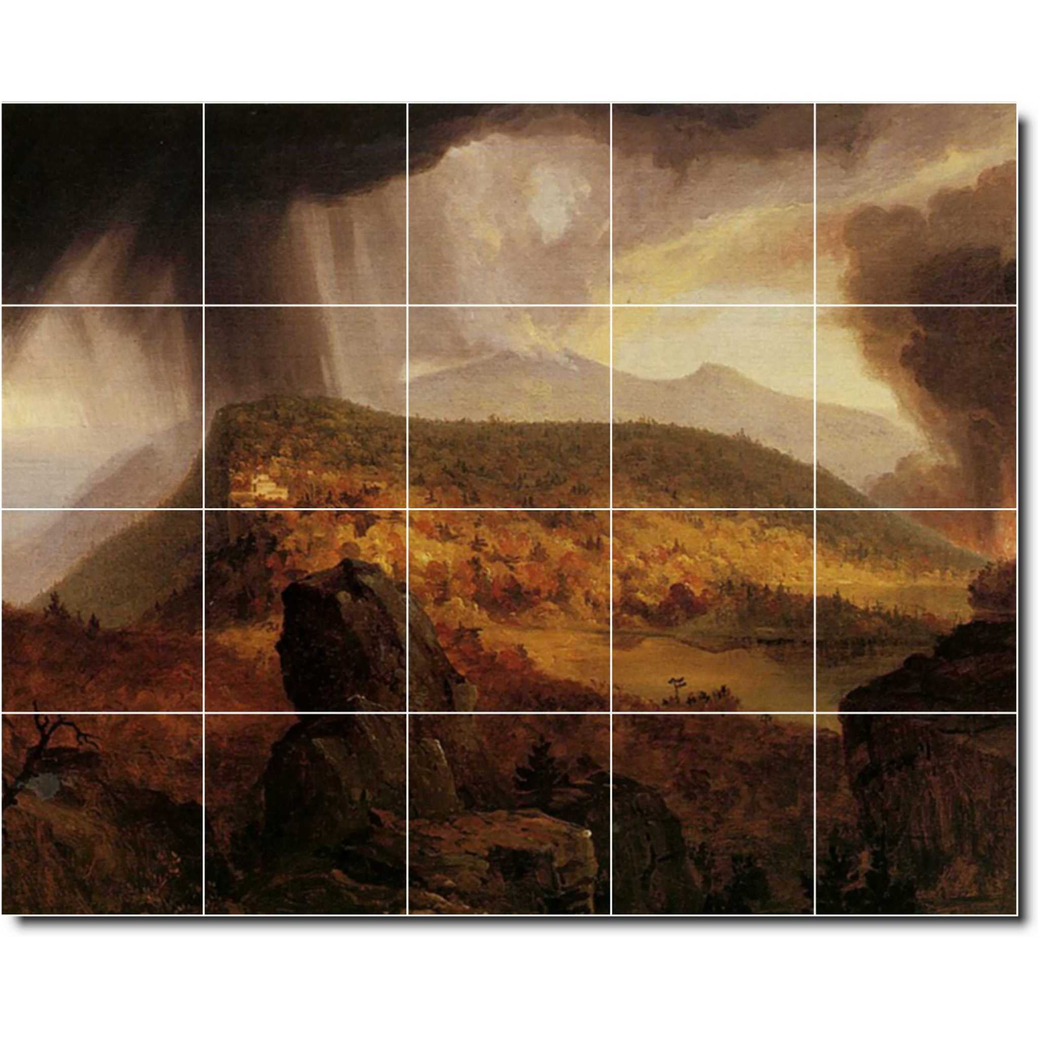 Ceramic Tile Mural Thomas Cole Landscapes Painting 434 21 25 W X 17 H Using 4 25 X 4 25 Ceramic Tiles Walmart Com