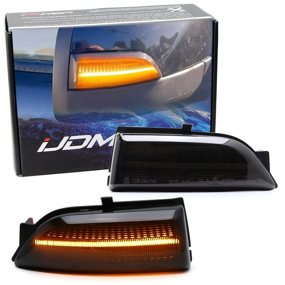 Black-Out Smoked Lens Amber LED Dynamic Sequential Blink Side Mirror Turn Signal Light Assembly Kit For Ford 2019-2023 Ranger Lariat Chrome Housing ONLY