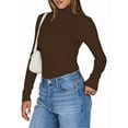 thumbnail image 3 of Women'S Long Sleeve Shirts Fall Fashion Basic Thermal Underwear Tops Winter Clothes Maroon XL, 3 of 10