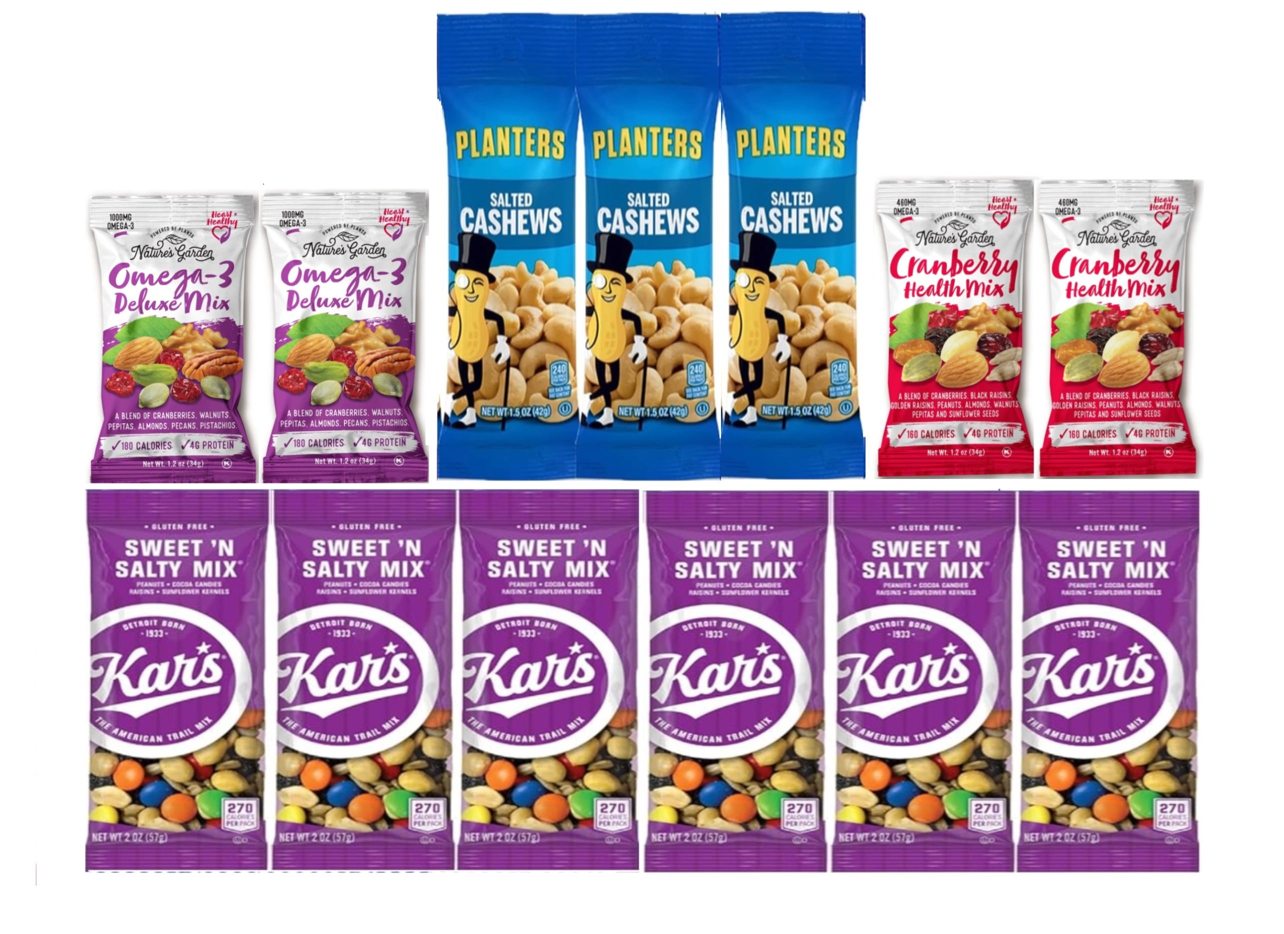 Nuts Individual Packs - Healthy Snacks for Adults that includes Raw Almonds, Pistachios in shell, Sunflower seeds, and Planters nuts - Trail Mix Individual Packs - Perfect hiking snacks 28 PACK