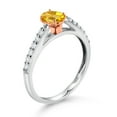 thumbnail image 3 of Gem Stone King 925 Silver and 10K Rose Gold Yellow Citrine and White Lab Grown Diamond Engagement Ring for Women (0.63 Cttw, Oval 6X4MM, Gemstone November Birthstone, Size 7), 3 of 4