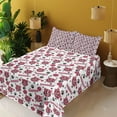 thumbnail image 2 of Ambesonne Emoji Fitted & Top Sheet Set with Shams, Funny Cats Meow Pattern Paws, Pale Ruby Black White, 2 of 5