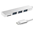 thumbnail image 4 of Adaptador USB C OTG perfke 3 puertos USB 3.1 a USB 2.0 lector de tarjetas pequeñas plateado, 4 of 9