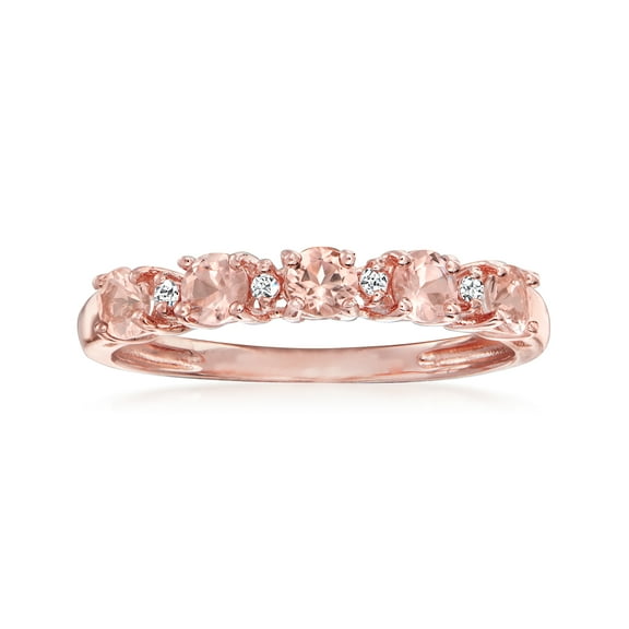 Ross-Simons 0.50 ct. t.w. Morganite Ring With Diamond Accents in 18kt Rose Gold Over Sterling, Women's, Adult