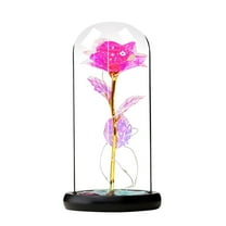 Eternal Rose Under Glass Dome with Lights & Durable Base, Valentine's Day Rose Gift for Women,Wife,Mom,Grandmother Unique Birthday, Mother's Day Gift Idea(Batteries Not Included)(Pink,4.3x4.3x8.6")