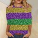 thumbnail image 1 of RKSTN Mardi Gras 3/4 Sleeve T Shirts for Women Top Oversized Crewneck Carnival Mask Print 3/4 Length Sleeve Shirt Womens Casual Round Neck Mask Tuesday Carnival Party Three Quarter Sleeve Tee Shirt, 1 of 5