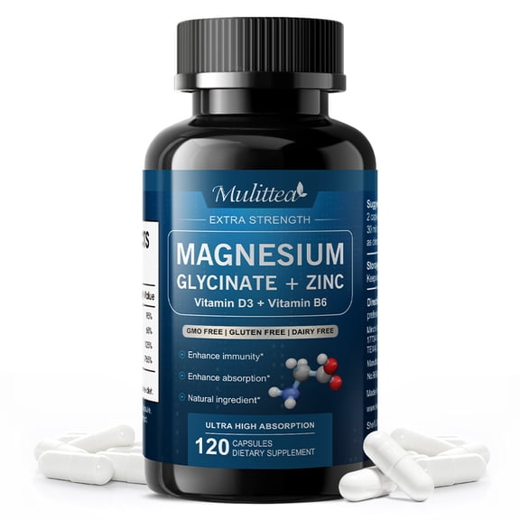 Magnesium Glycinate Powder Capsules 500 mg - Heart,Muscle & Bone Health Support -120 Capsules