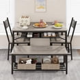 thumbnail image 4 of Ourlova Dining Table Set for 4 Kitchen Table and 2 Chairs with Storage Bench 47.2 inch Rectangular Kitchen Table Set with Wine Rack Dining Room Table Set for Small Space Apartment Rustic Gray, 4 of 8