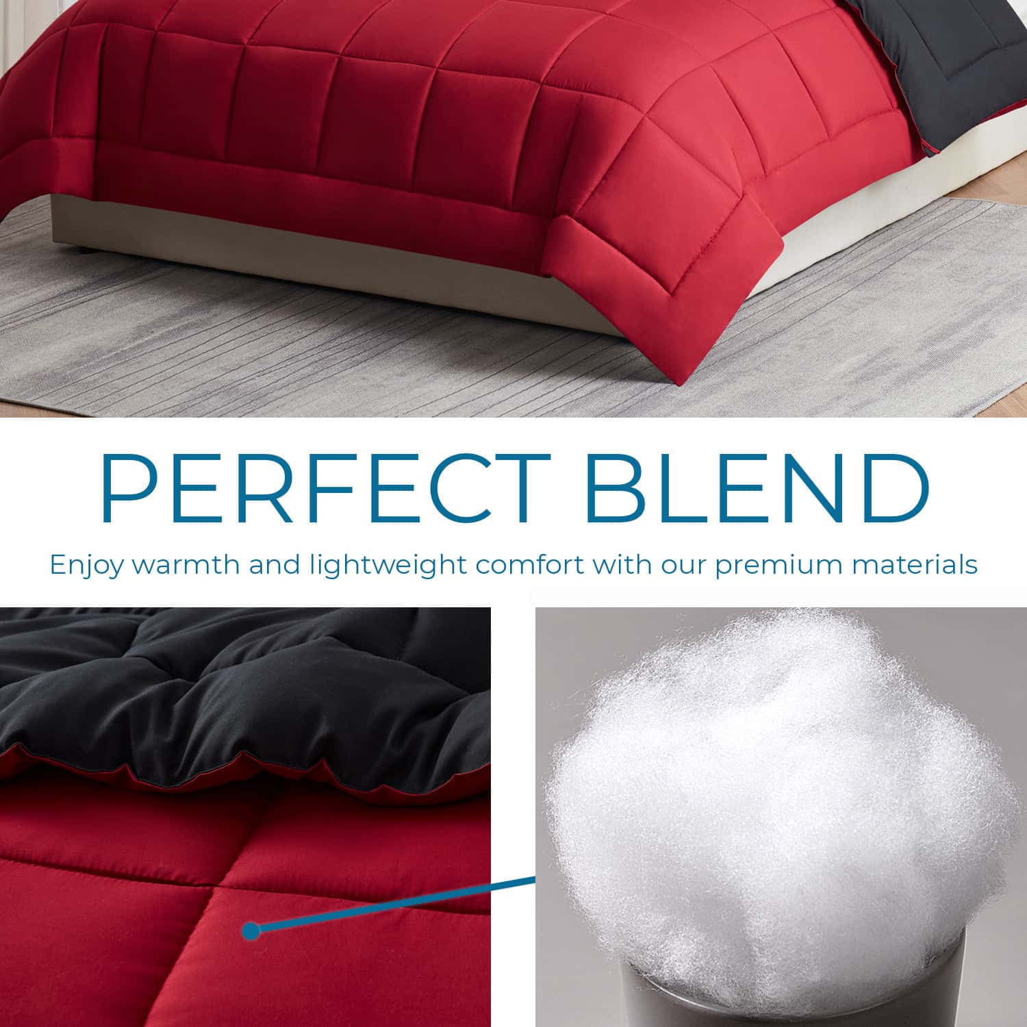 LammaLoe Twin Comforter, Quilted Down Alternative Comforter, All Season Duvet Insert Burgundy/Black