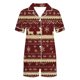 thumbnail image 5 of Puntoco Conjunto de pijama cómodo para mujer Conjunto de pijama de camisa de satén con cuello en V y manga corta con estampado navideño para mujer, 5 of 5