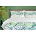thumbnail image 4 of Ambesonne Sketchy Duvet Cover Sets, Pastel Color Sealife, 2-Queen, White Green, 4 of 7