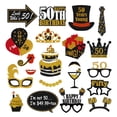 thumbnail image 1 of Dsseng 21PCS 50th Birthday Photo Props Set - Black/Gold Adult Party Decor, 1 of 6