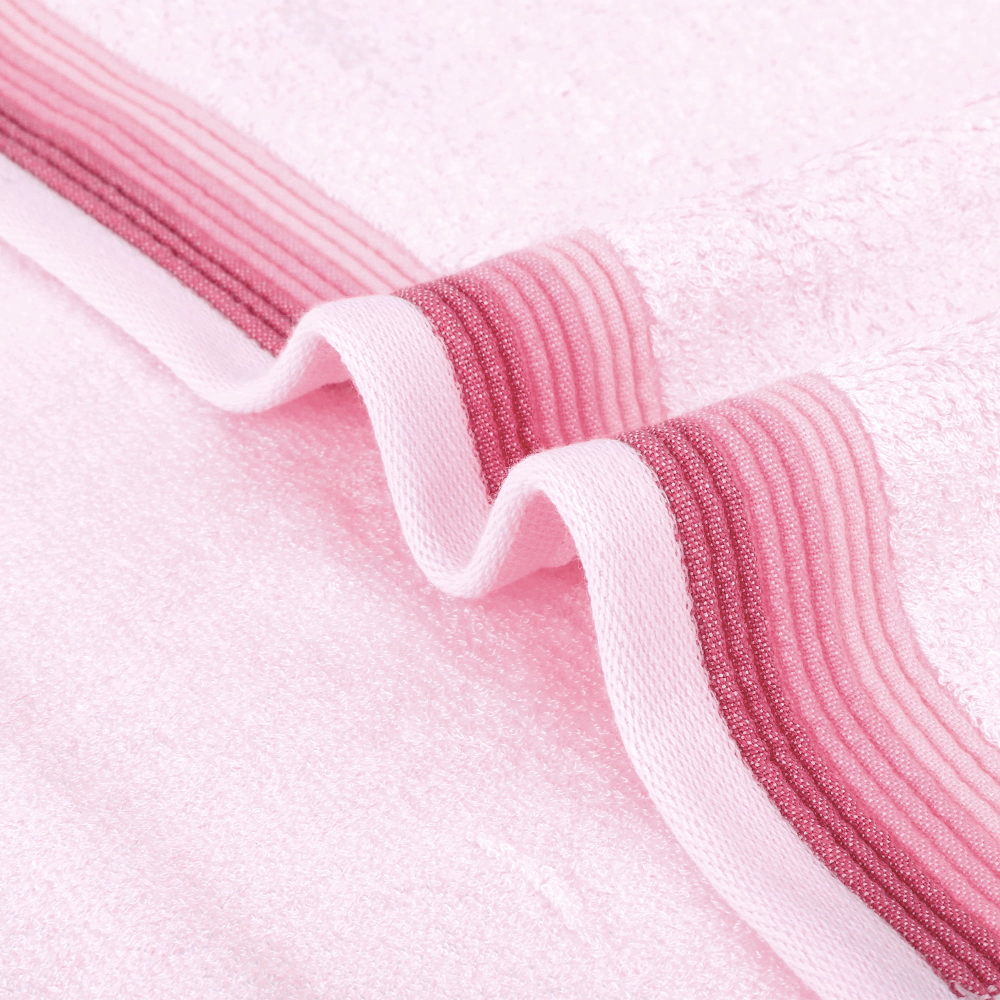 Unique Bargains Striped Pattern Absorbent Hand Towels Pink 4-Piece 14" x 30"