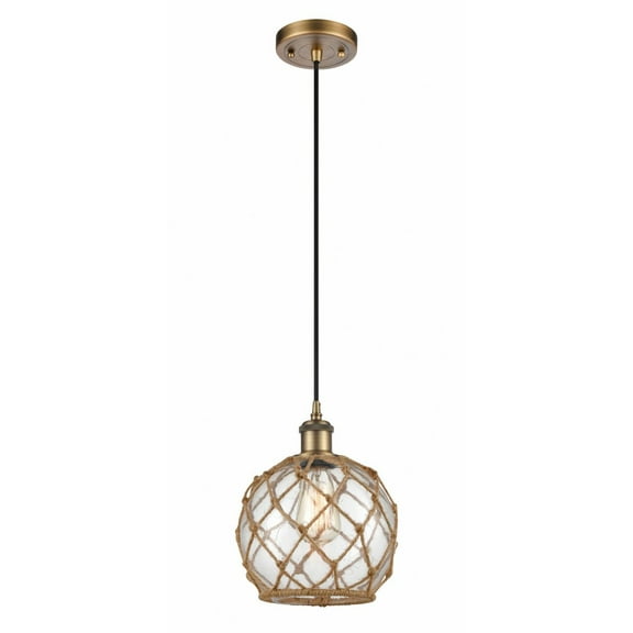 Innovations 516-1P-BB-G122-8RB Farmhouse Rope 1 Light Mini Pendant part of the Ballston Collection, Brushed Brass